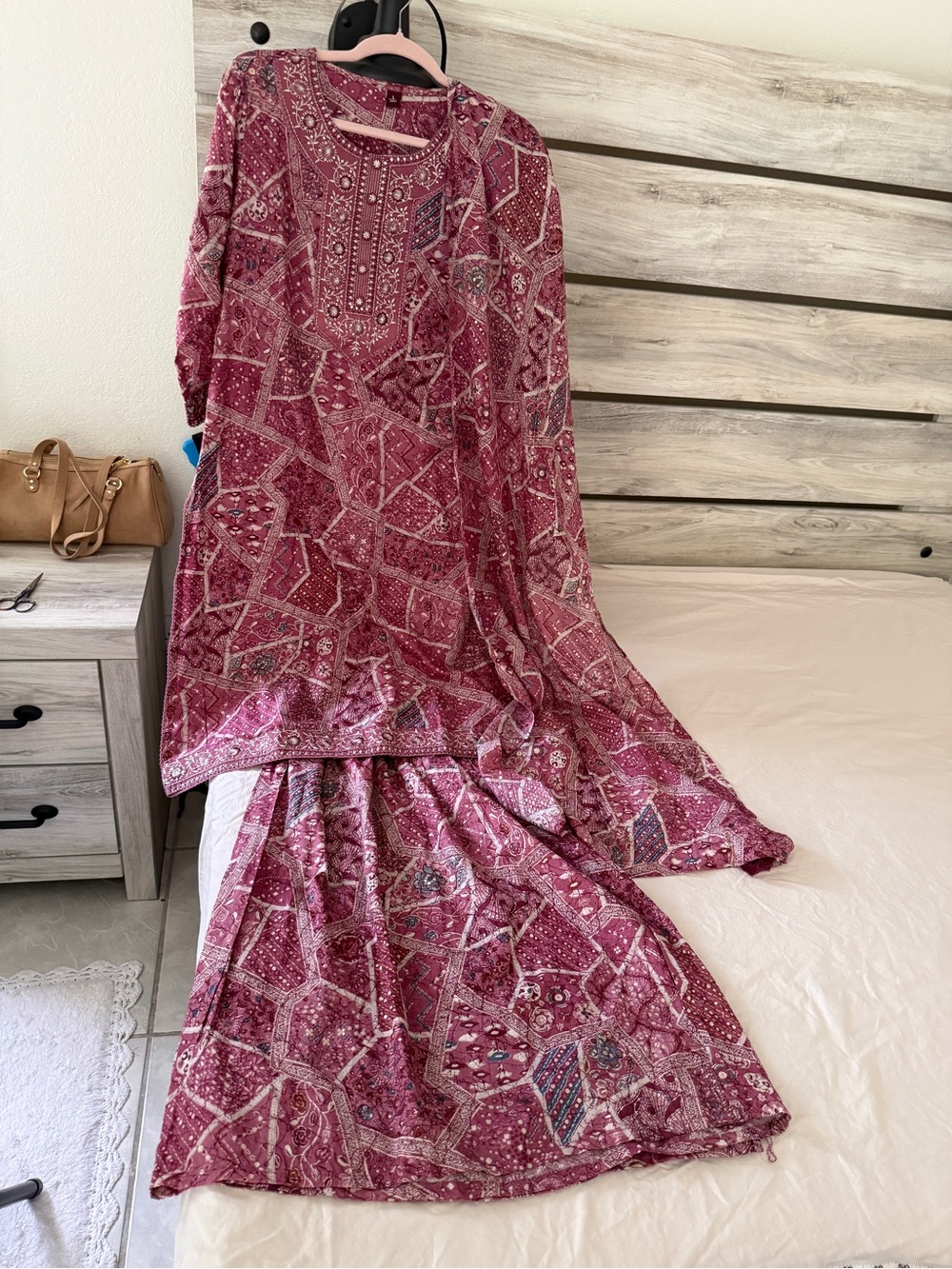 Women's Printed Pink three piece,  garara Set